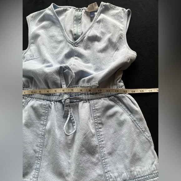 Universal Thread Indigo One Piece Cropped Bell Bottom Romper Jumpsuit! Size XS. - Picture 9 of 11